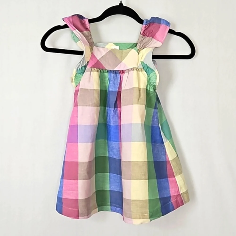 Baby Gap Toddler Girls Linen Blend Easter Plaid Sundress Size 3T
